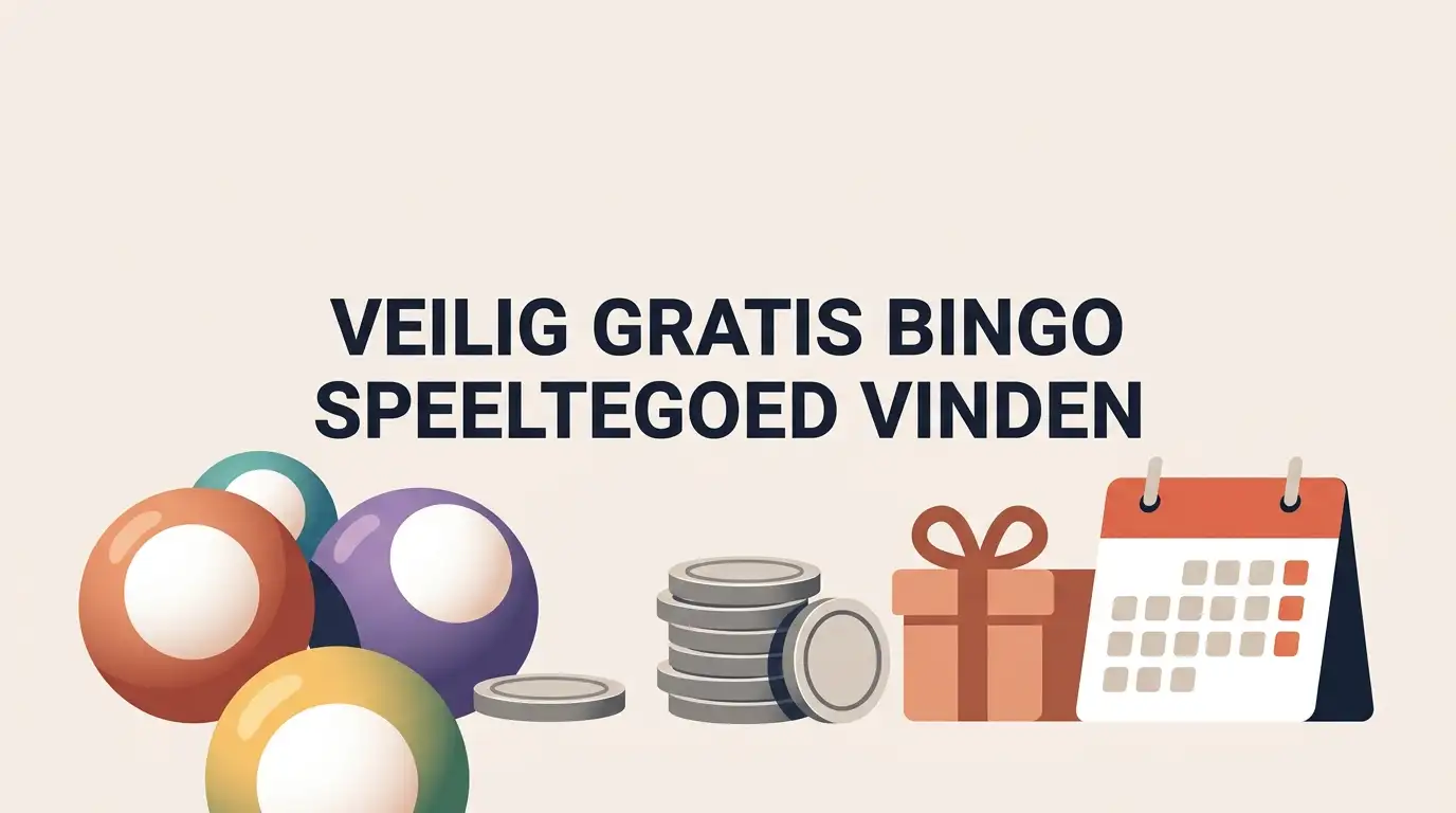 Illustratie van virtuele bingo-credits, een cadeau en een kalender
